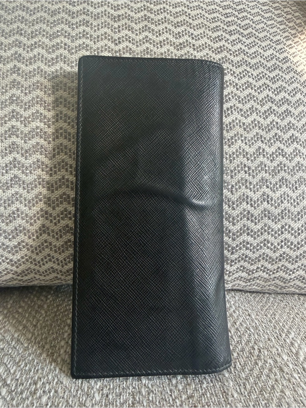 Prada Black Saffiano Leather Continental Long Wallet Silver Logo - Picture 2 of 6